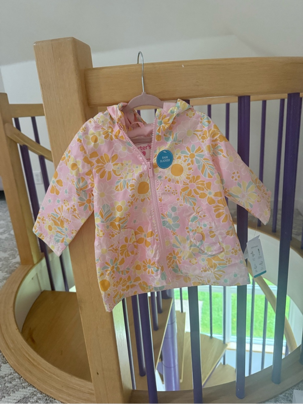 12M Baby Girl’s Carter’s Pink Floral Hooded Rain Jacket NWT